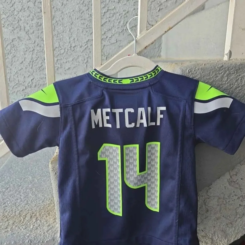 Youth Navy and Neon Green Football Jersey - #14 Team Replica - Picture 2 of 2